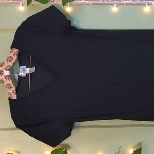 Women's Just Be Black Ribbed Slinky Bodycon Cocktail T-shirt Dress S